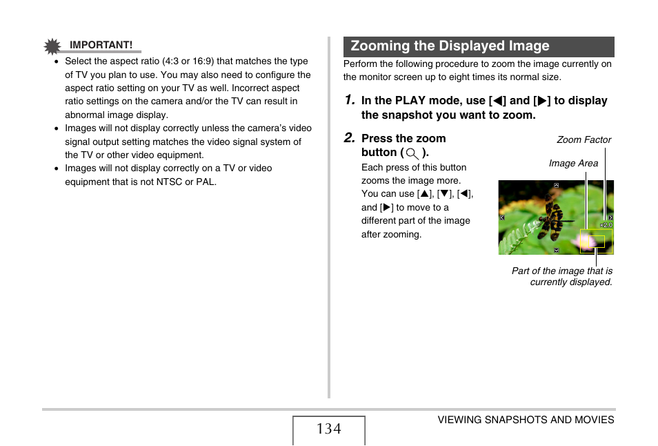Zooming the displayed image | Casio EXILIM EX-Z75 User Manual | Page 134 / 233