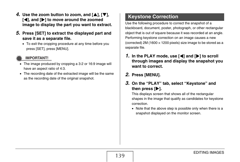Keystone correction | Casio EXILIM EX-Z75 User Manual | Page 139 / 233