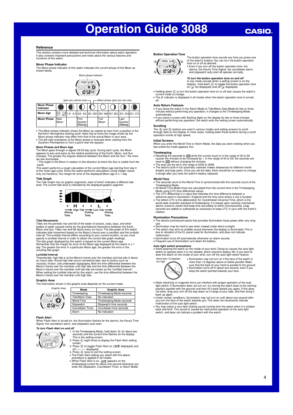Reference, Operation guide 3088 | Casio 3088 User Manual | Page 4 / 5