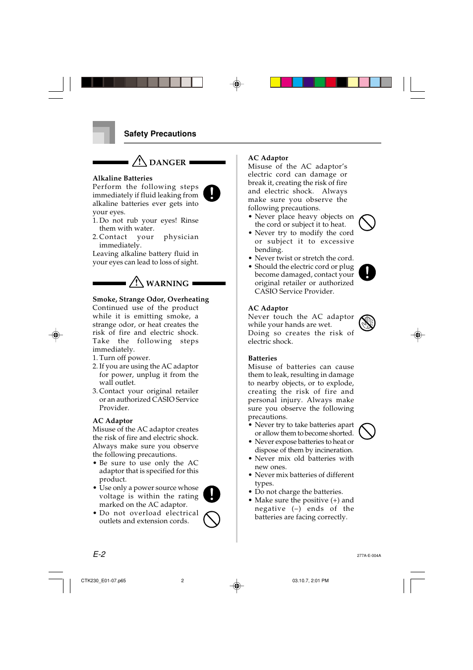 Casio CTK-230 User Manual | Page 4 / 51