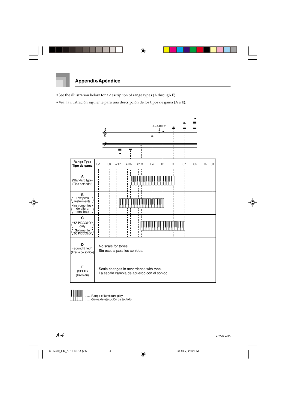 A-4 appendix/apéndice | Casio CTK-230 User Manual | Page 41 / 51
