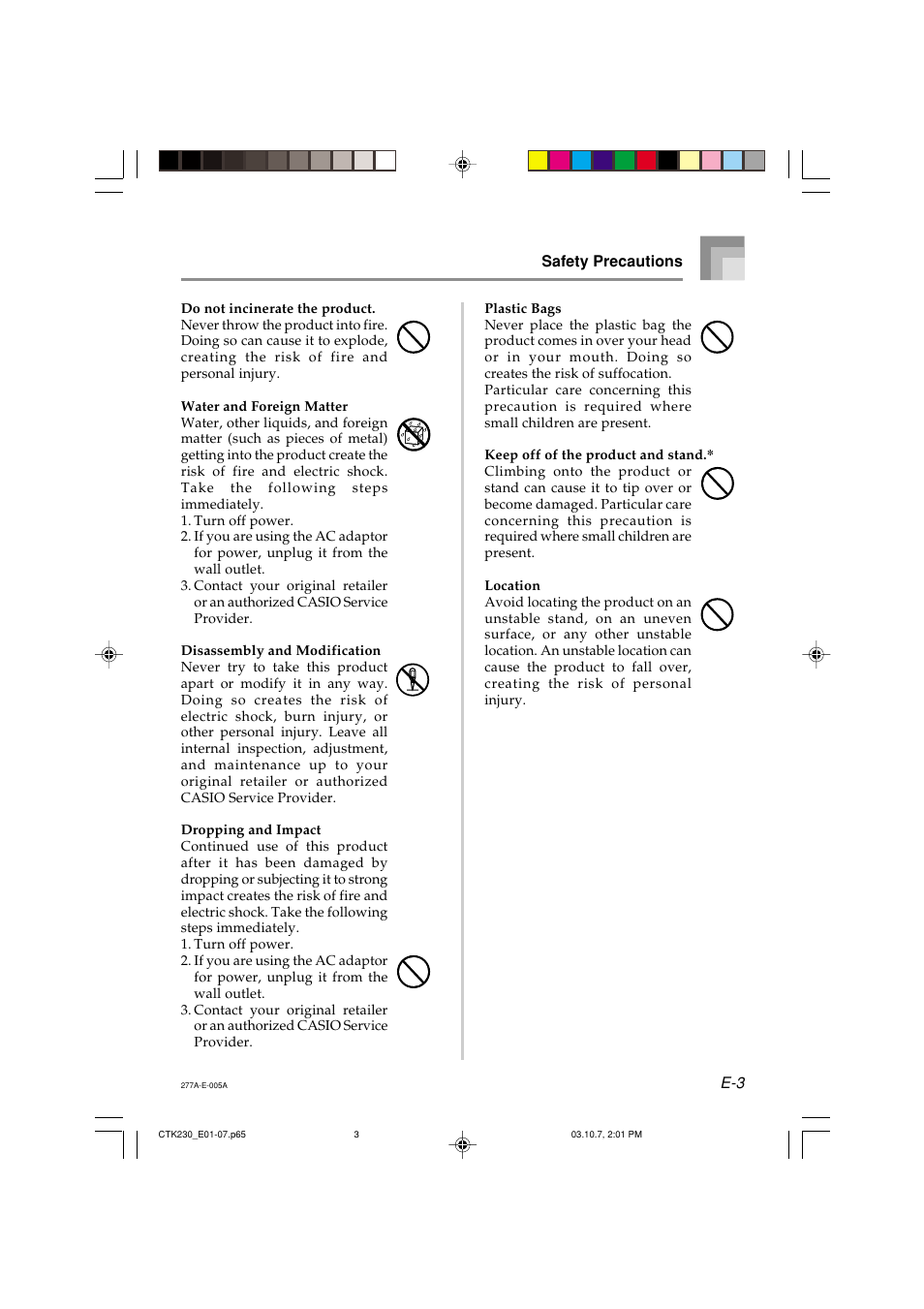 Casio CTK-230 User Manual | Page 5 / 51