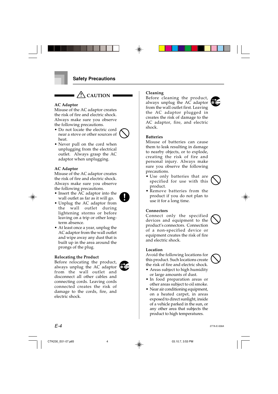 Casio CTK-230 User Manual | Page 6 / 51