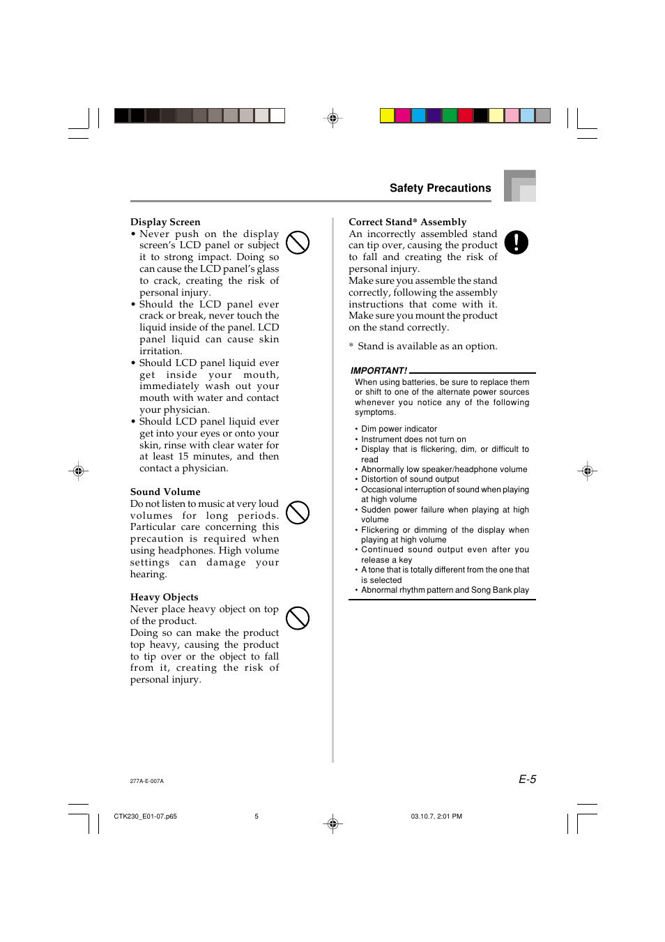 Casio CTK-230 User Manual | Page 7 / 51