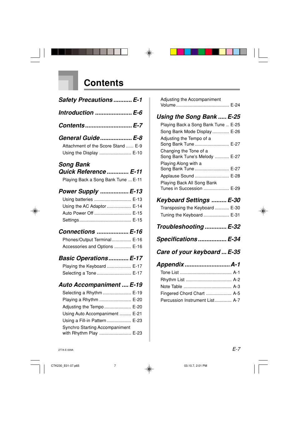 Casio CTK-230 User Manual | Page 9 / 51