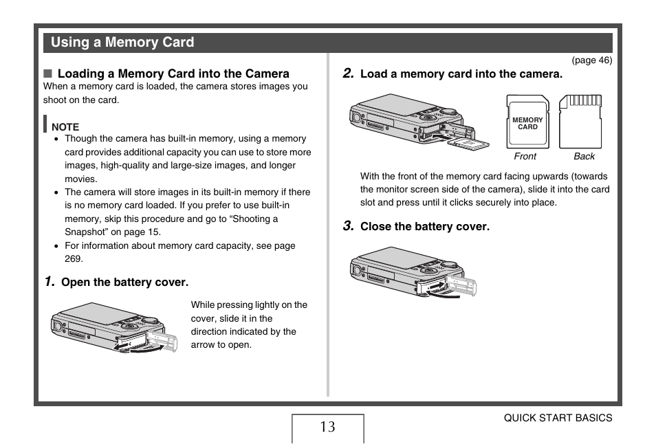 Using a memory card | Casio EX-V7 User Manual | Page 13 / 276