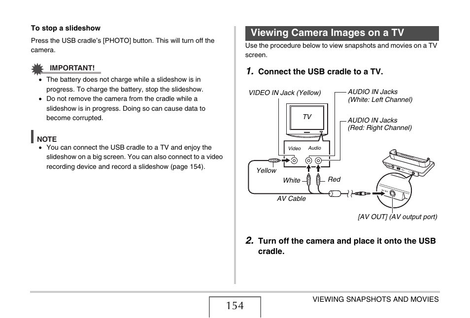 Viewing camera images on a tv | Casio EX-V7 User Manual | Page 154 / 276
