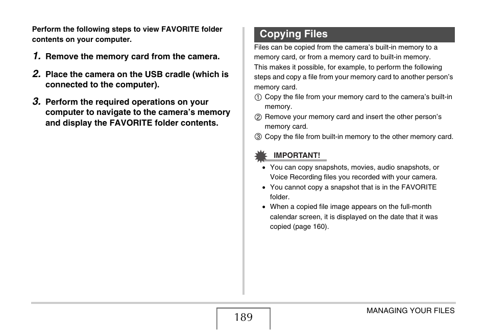 Copying files | Casio EX-V7 User Manual | Page 189 / 276