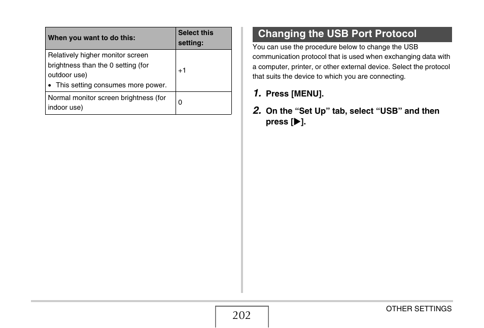 Changing the usb port protocol | Casio EX-V7 User Manual | Page 202 / 276