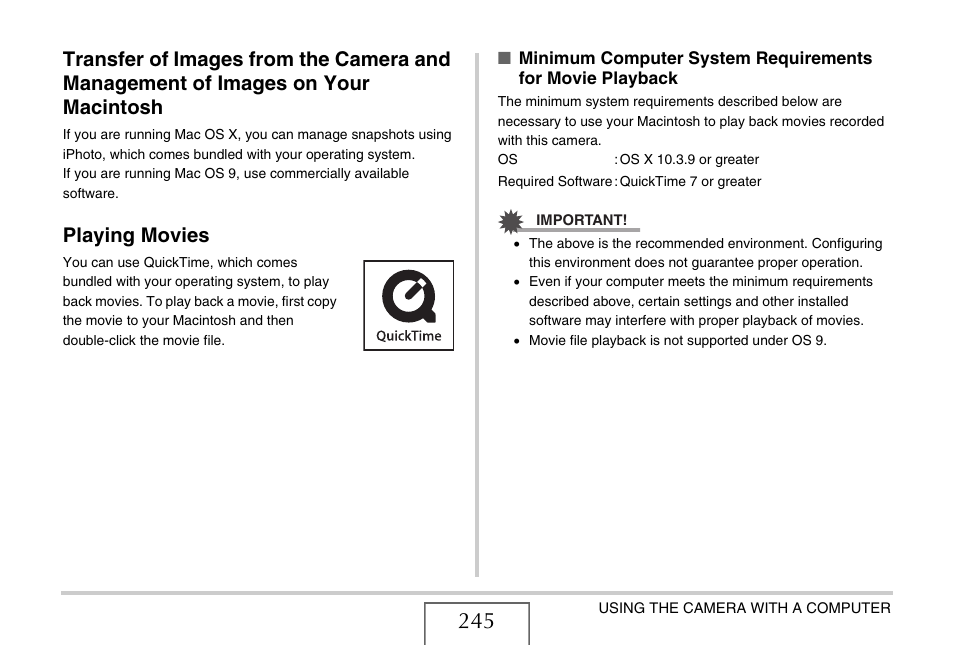Playing movies | Casio EX-V7 User Manual | Page 245 / 276