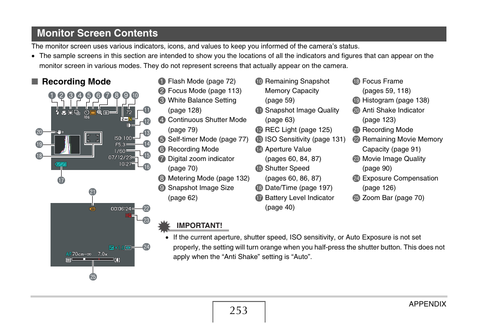 Monitor screen contents | Casio EX-V7 User Manual | Page 253 / 276