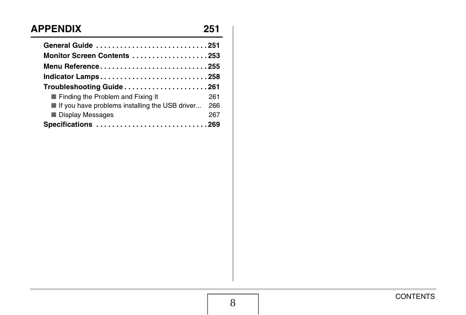 Appendix 251 | Casio EX-V7 User Manual | Page 8 / 276