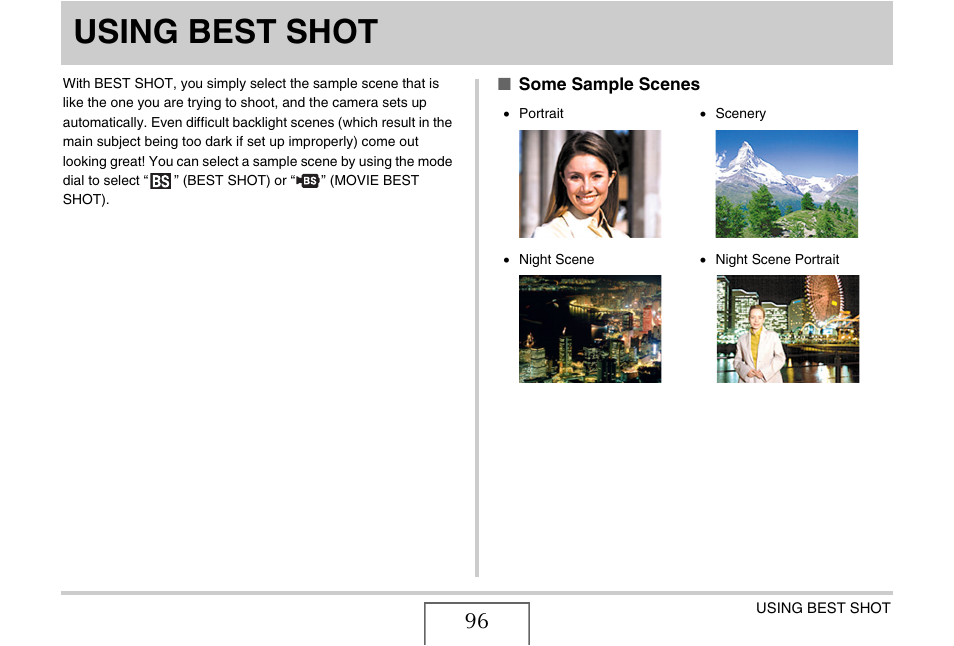 Using best shot | Casio EX-V7 User Manual | Page 96 / 276