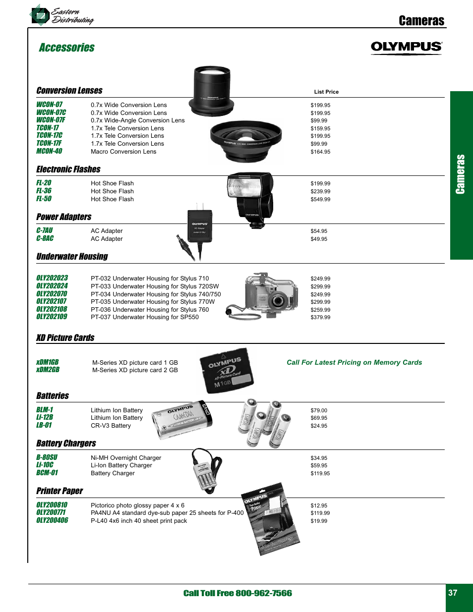 Cameras, Accessories, Conversion lenses | Electronic flashes, Power adapters, Underwater housing, Xd picture cards, Batteries, Battery chargers, Printer paper | Casio EXILIM EX S 880 User Manual | Page 3 / 10