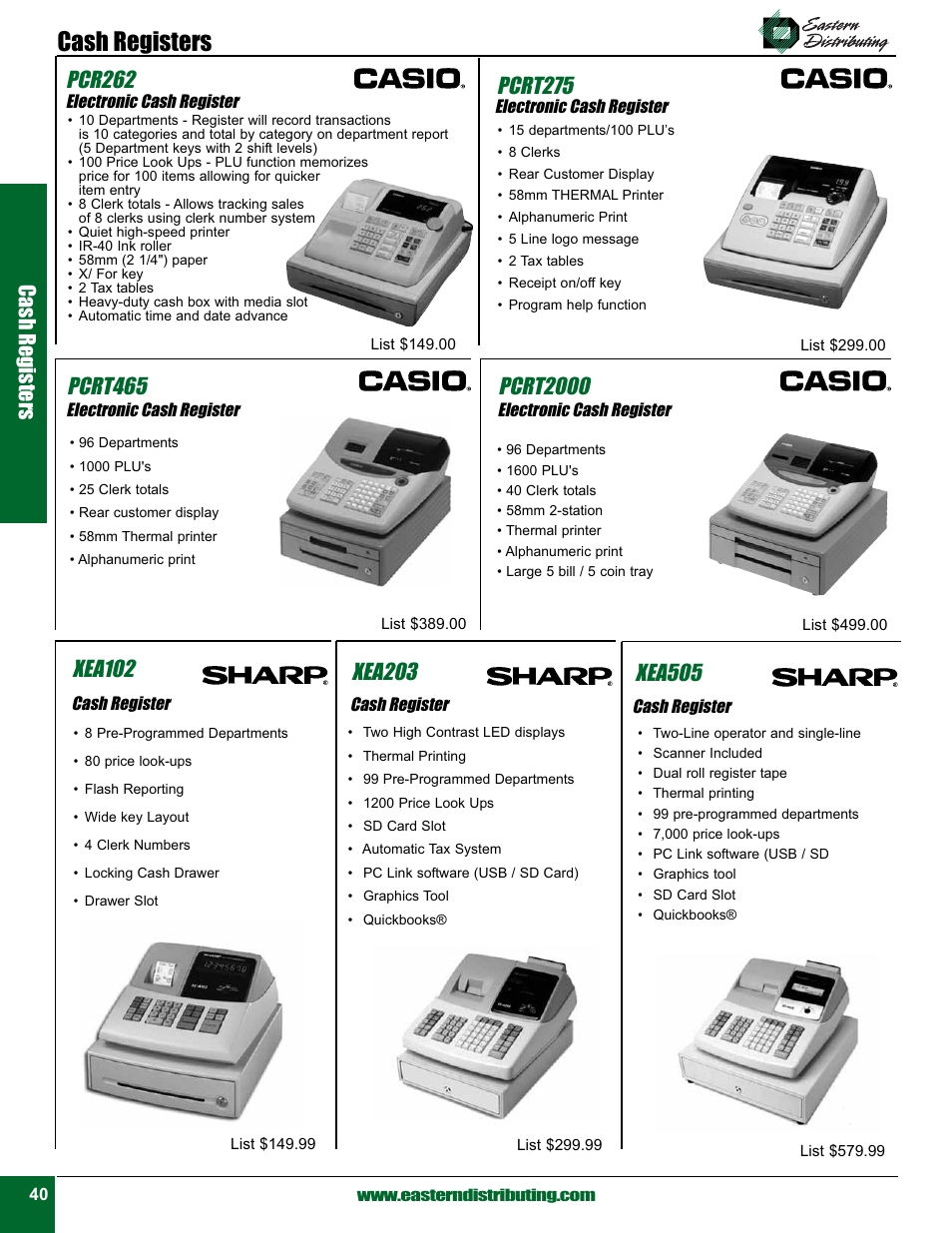 Xea102, Pcrt465, Pcrt2000 | Pcrt275, Xea203, Xea505, Pcr262, Cash registers | Casio EXILIM EX S 880 User Manual | Page 6 / 10
