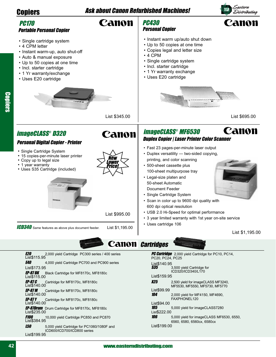 Pc170, Pc430, Imageclass | Mf6530, D320, Cartridges, Ask about canon refurbished machines, Copiers | Casio EXILIM EX S 880 User Manual | Page 8 / 10