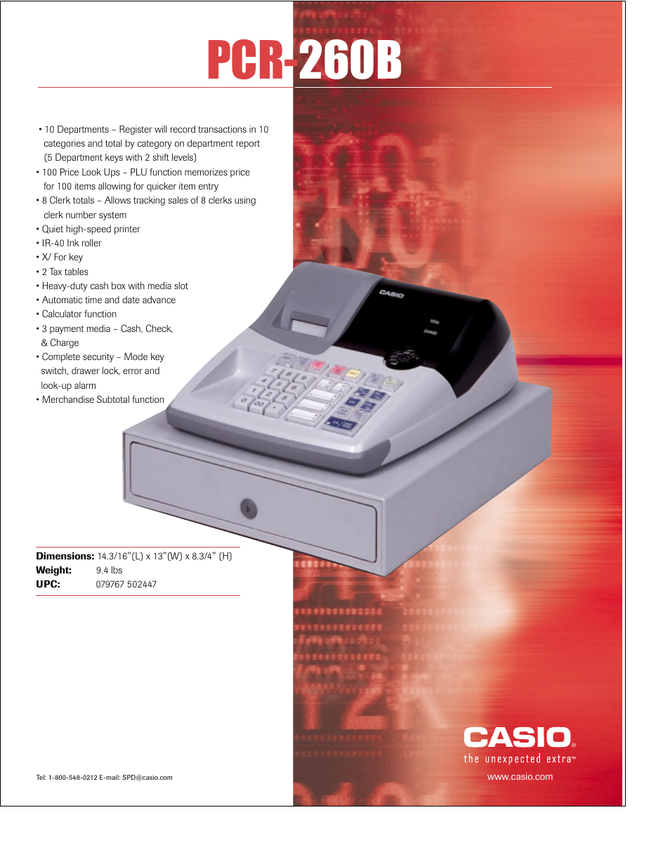 Casio PCR-260B User Manual | 1 page