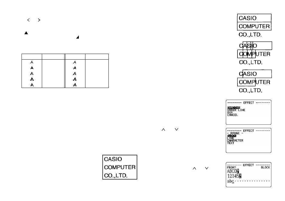 Text effects | Casio KL-C500 User Manual | Page 20 / 52