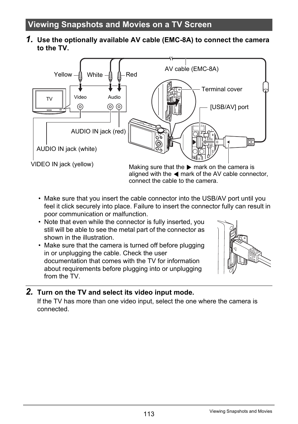 Viewing snapshots and movies on a tv screen | Casio EXILIM EX-ZR200 User Manual | Page 113 / 201