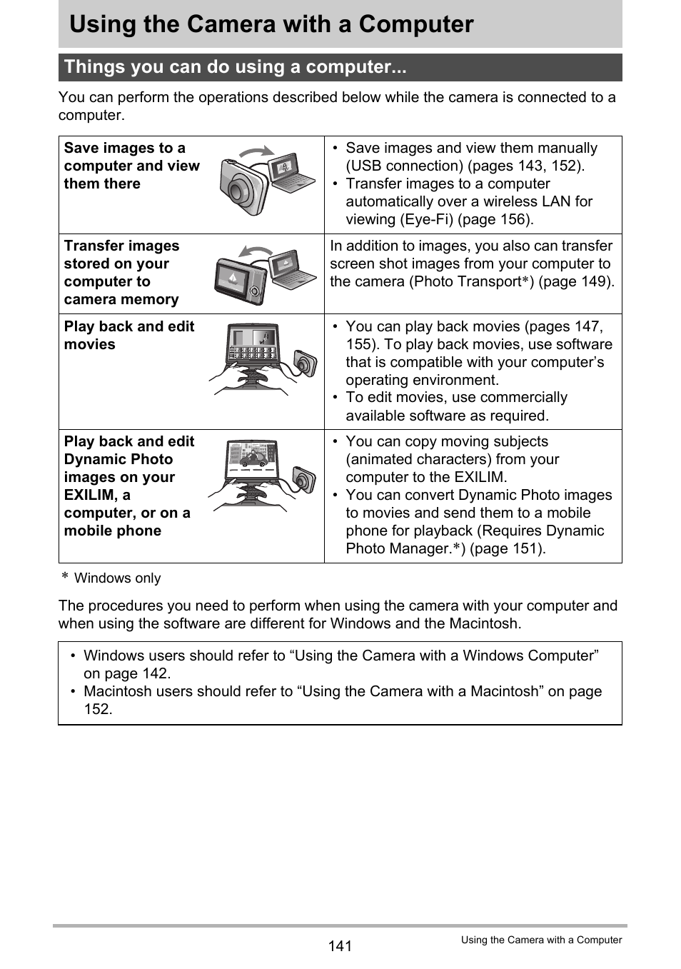 Using the camera with a computer, Things you can do using a computer | Casio EXILIM EX-ZR200 User Manual | Page 141 / 201
