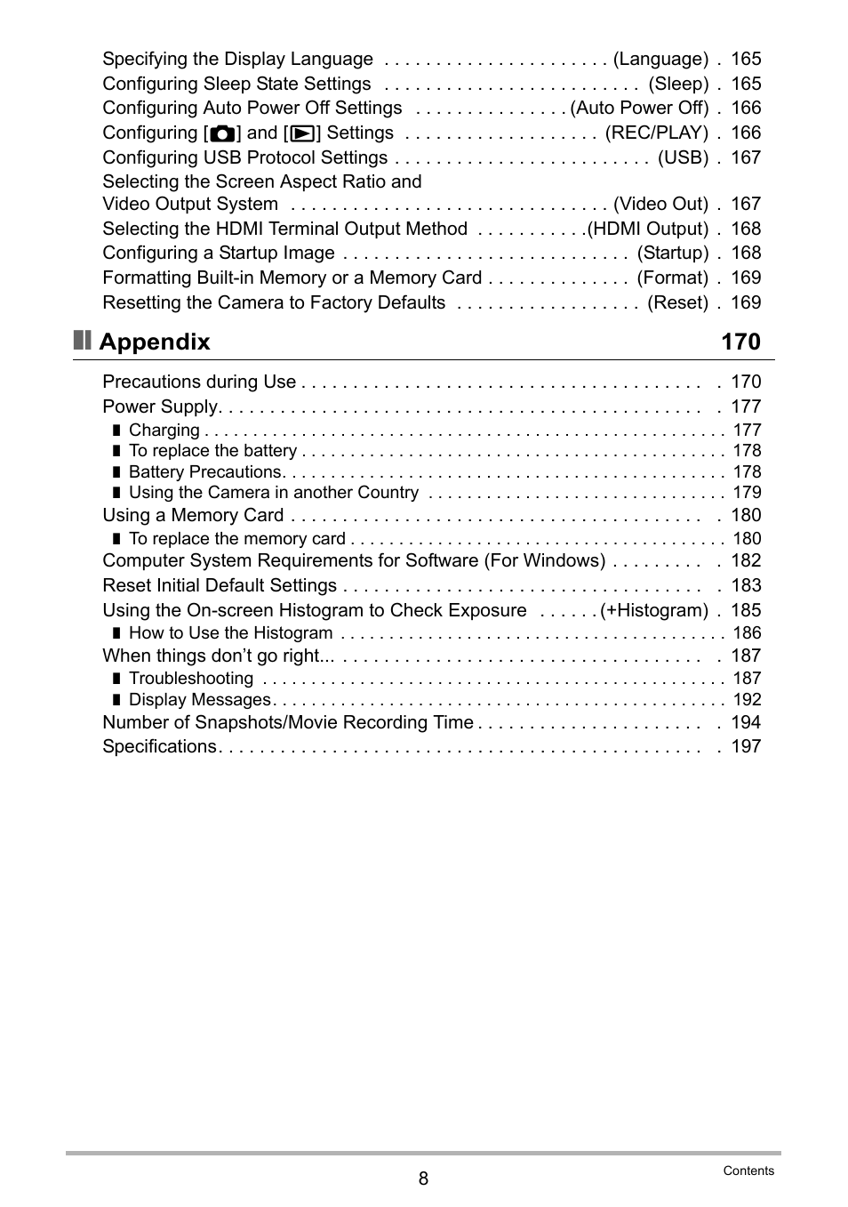 Appendix 170 | Casio EXILIM EX-ZR200 User Manual | Page 8 / 201