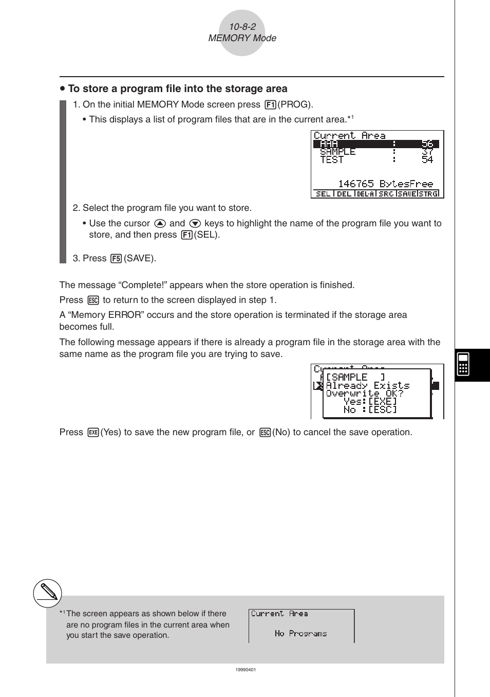 U to store a program file into the storage area | Casio FA-123 User Manual | Page 15 / 22