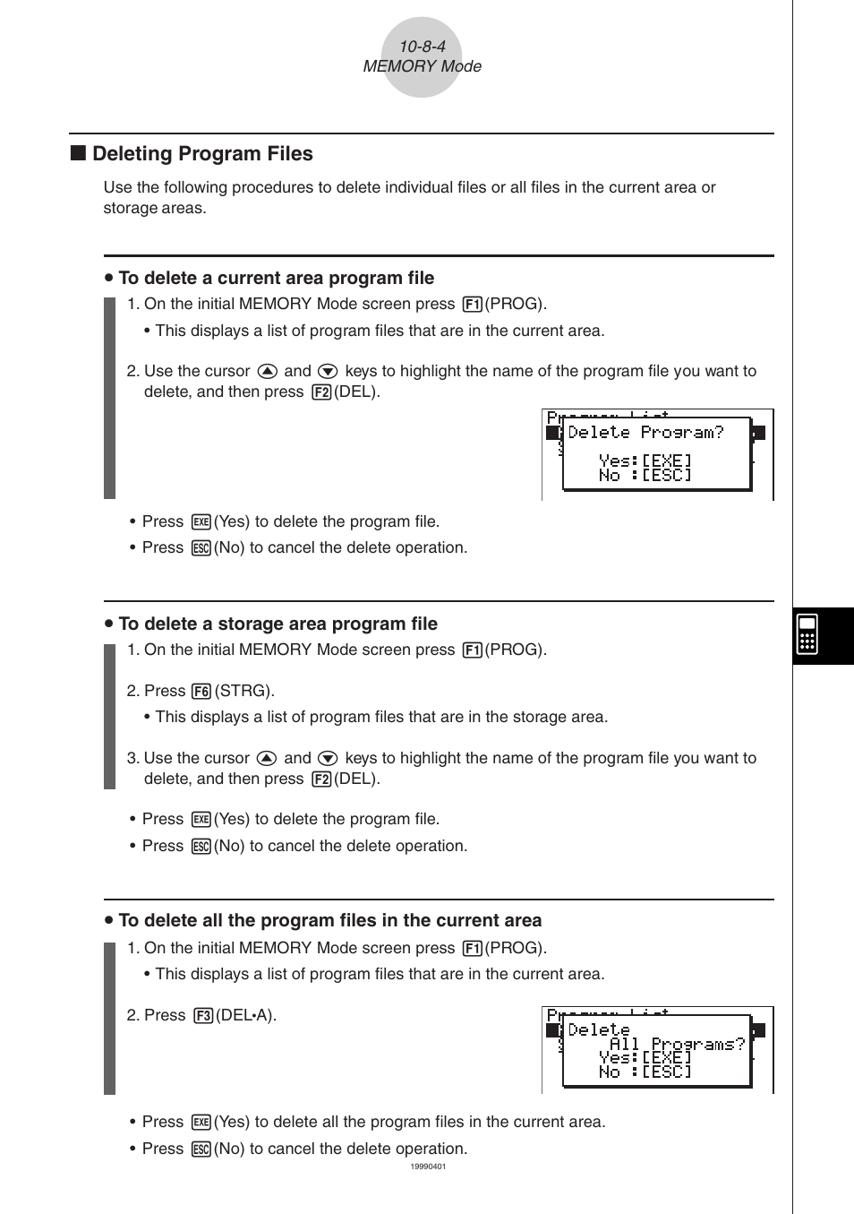 K deleting program files | Casio FA-123 User Manual | Page 17 / 22