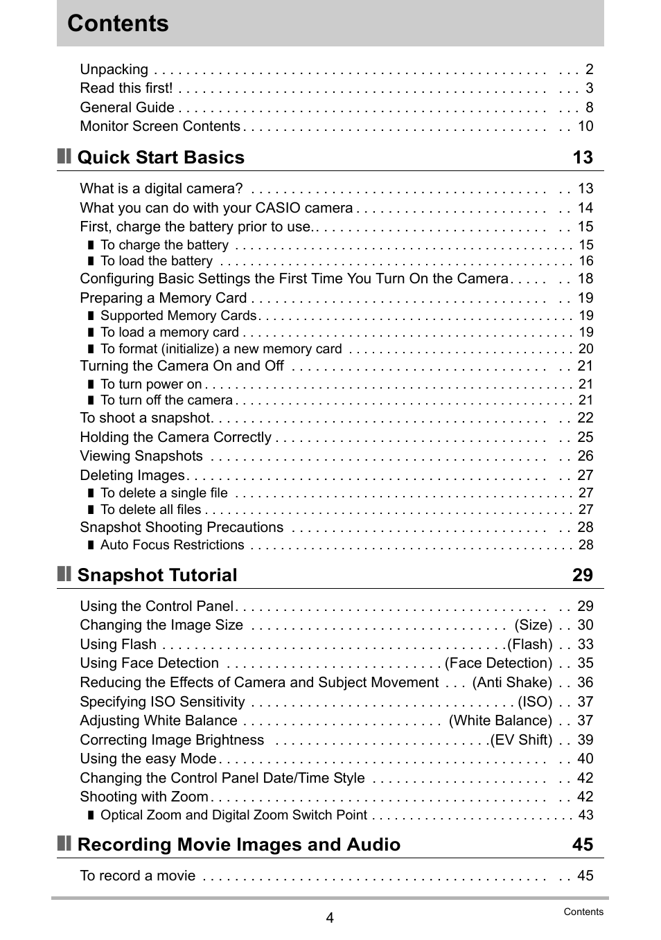 Casio EXILIM EX Z 33 User Manual | Page 4 / 142