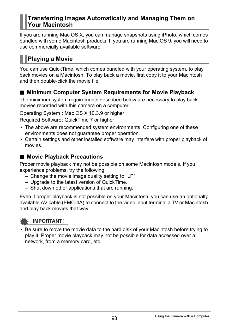 Playing a movie | Casio EXILIM EX Z 33 User Manual | Page 98 / 142