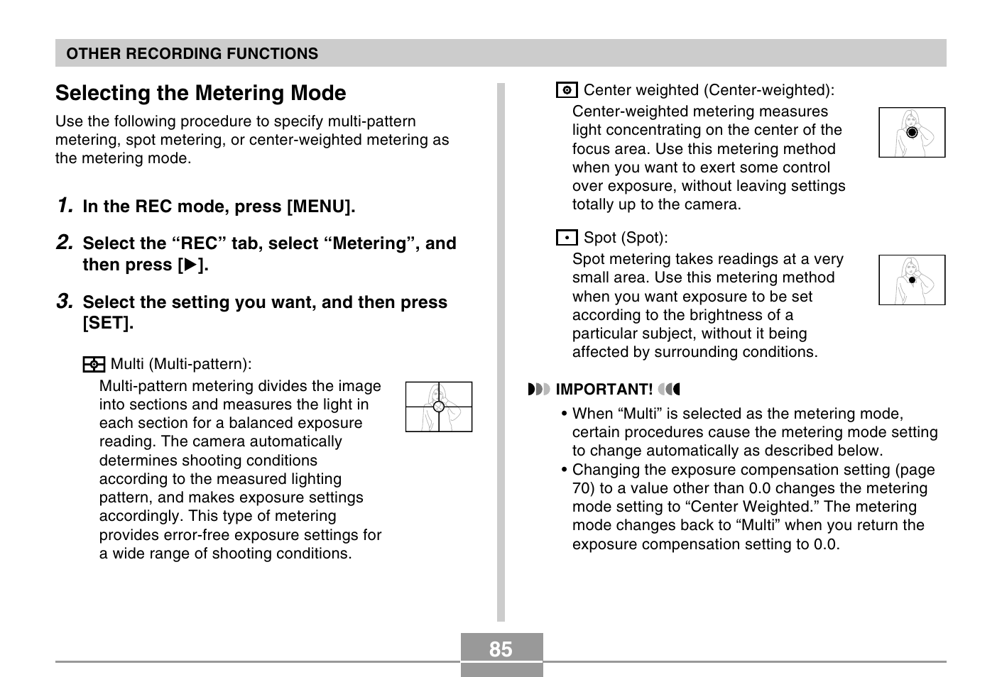 Selecting the metering mode | Casio EXILIM EX-Z4 User Manual | Page 21 / 27