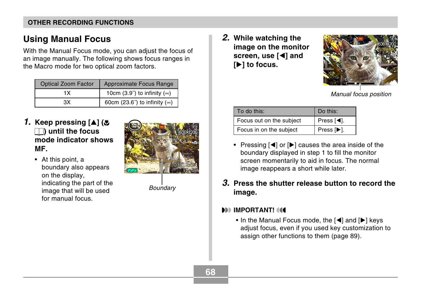 Using manual focus | Casio EXILIM EX-Z4 User Manual | Page 4 / 27