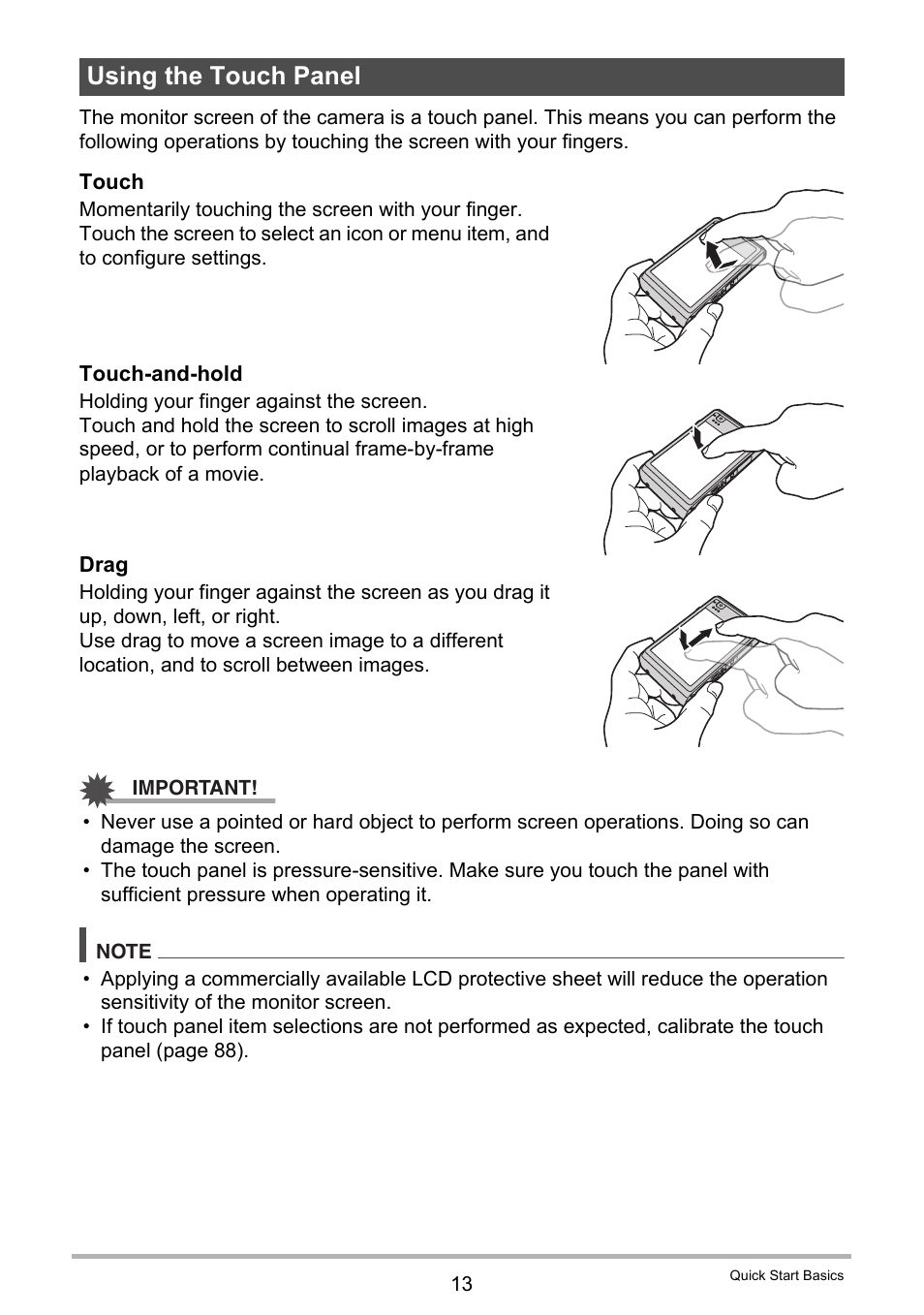 Using the touch panel, For more information | Casio EX-ZS15 User Manual | Page 13 / 118