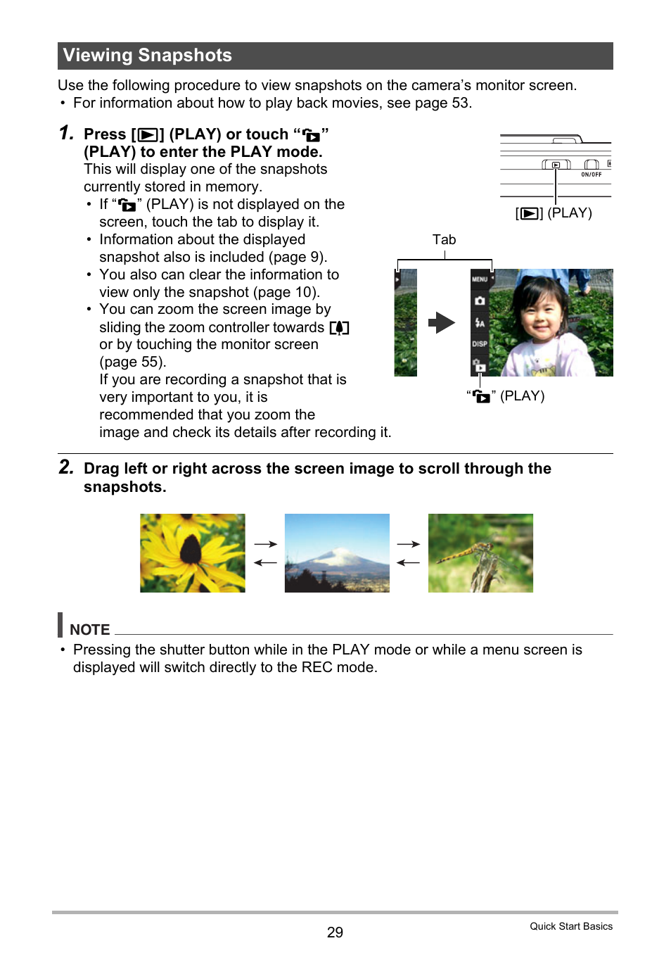 Viewing snapshots | Casio EX-ZS15 User Manual | Page 29 / 118