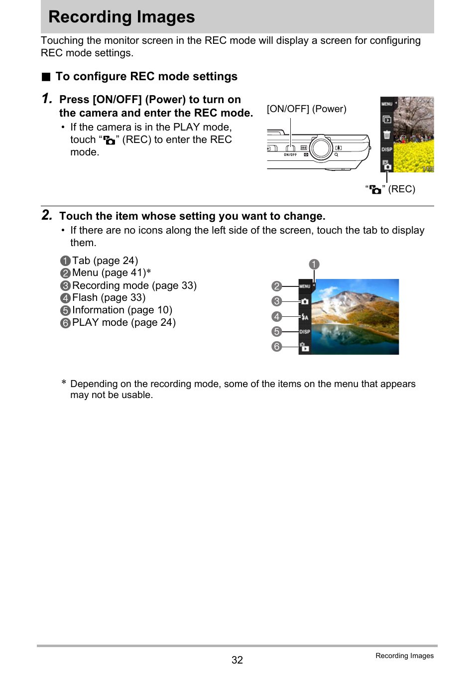 Recording images | Casio EX-ZS15 User Manual | Page 32 / 118