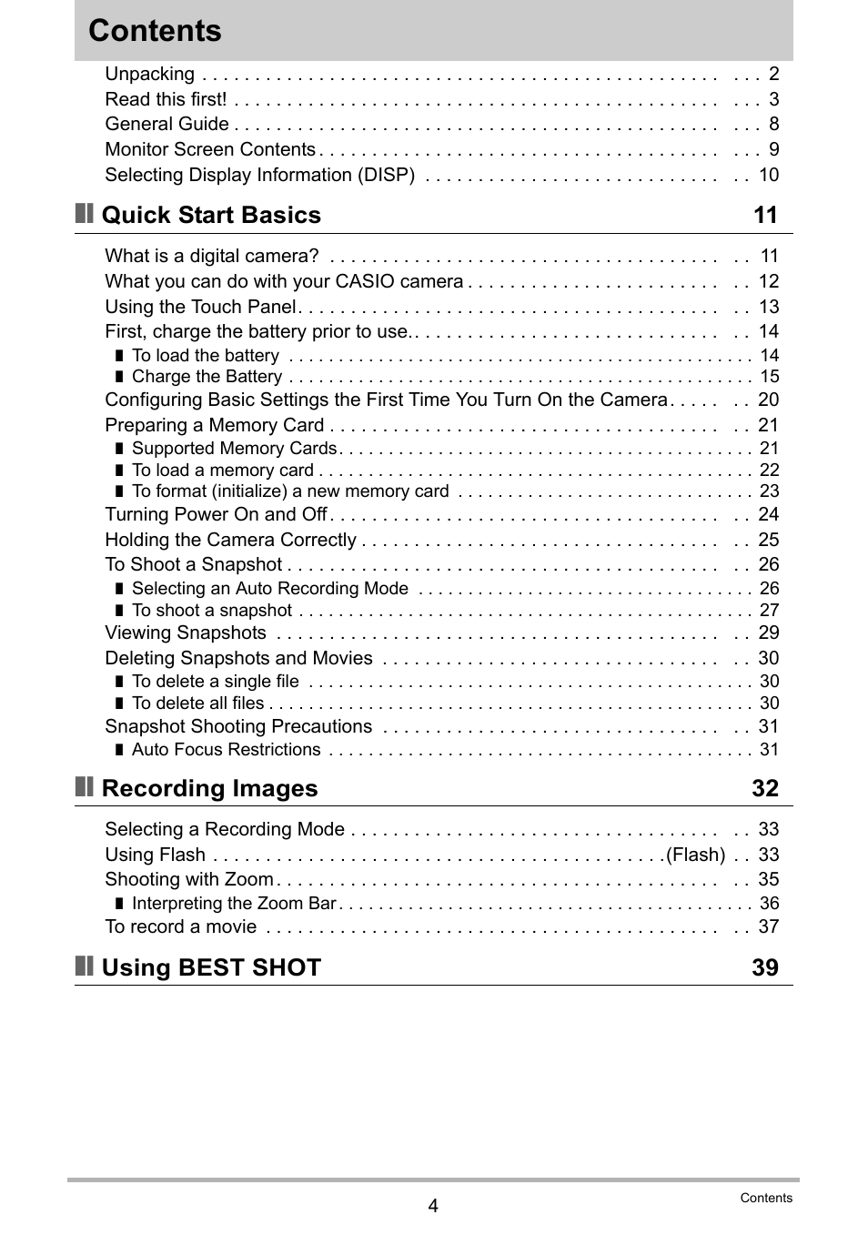 Casio EX-ZS15 User Manual | Page 4 / 118
