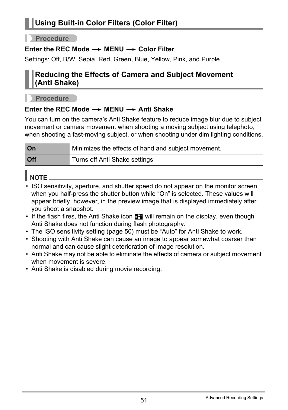 Using built-in color filters (color filter) | Casio EX-ZS15 User Manual | Page 51 / 118