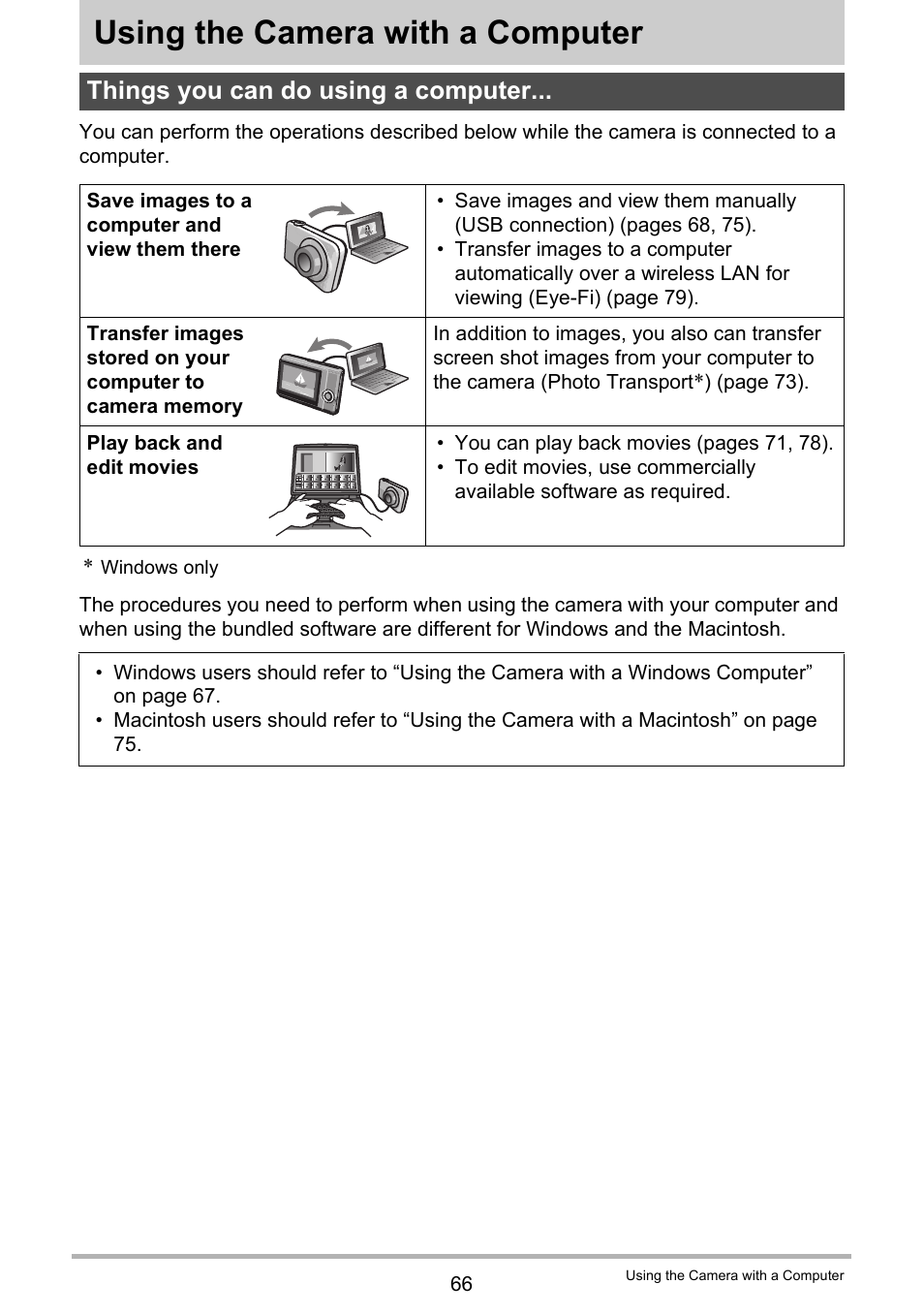 Using the camera with a computer, Things you can do using a computer | Casio EX-ZS15 User Manual | Page 66 / 118