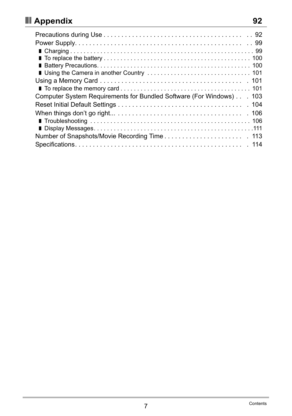 Appendix 92 | Casio EX-ZS15 User Manual | Page 7 / 118