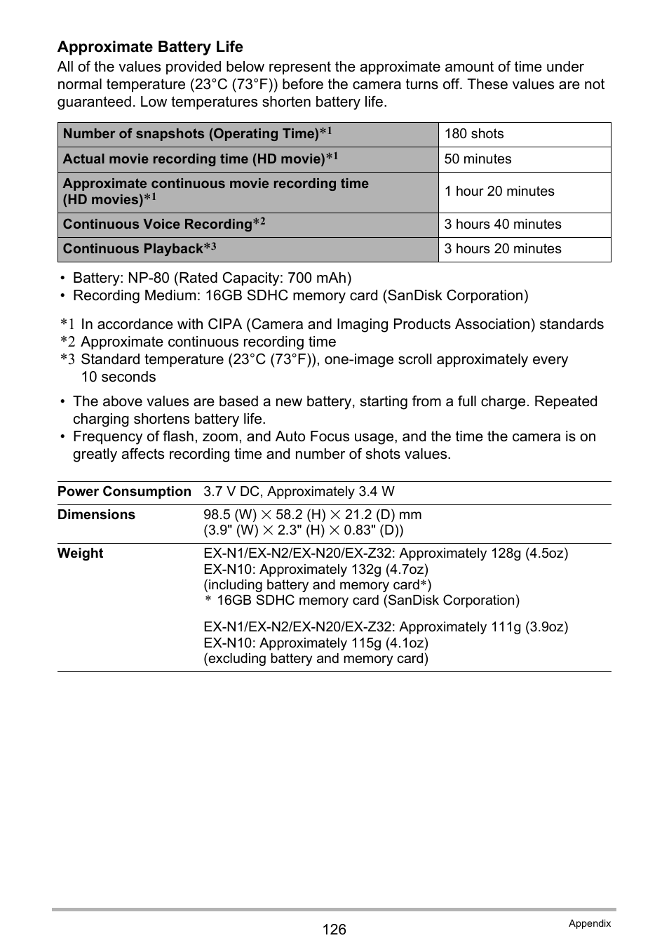 Ge 126 for | Casio EXILIM EX-N1 User Manual | Page 126 / 128