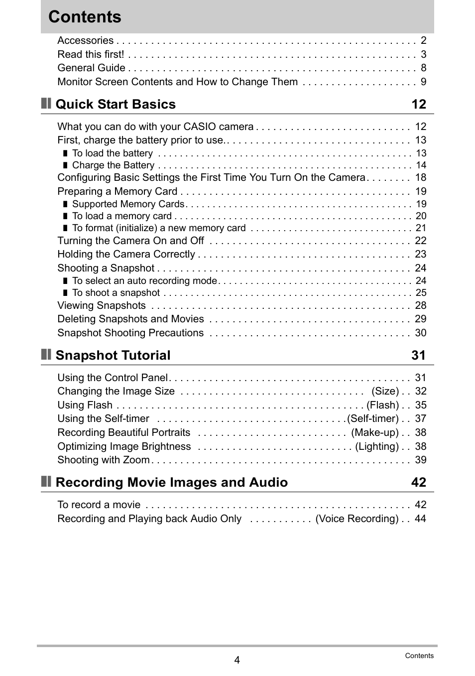 Casio EXILIM EX-N1 User Manual | Page 4 / 128