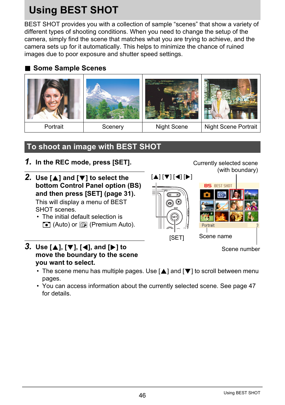 Using best shot, To shoot an image with best shot | Casio EXILIM EX-N1 User Manual | Page 46 / 128