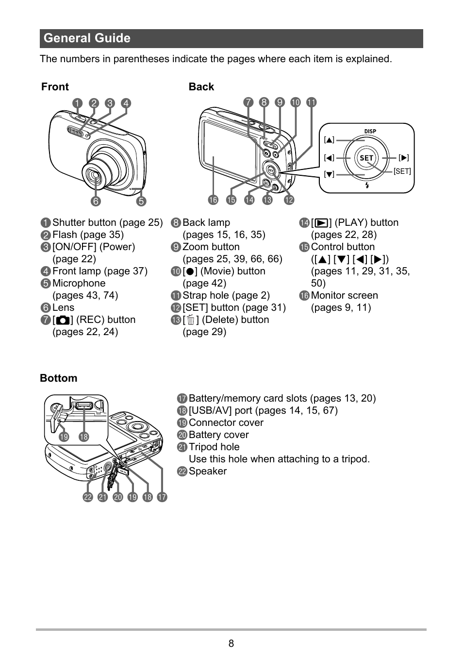 General guide, 87 9 bk bl bq bp bm bn bo 1, Br ck bt bs bs bt cl cm br | Casio EXILIM EX-N1 User Manual | Page 8 / 128