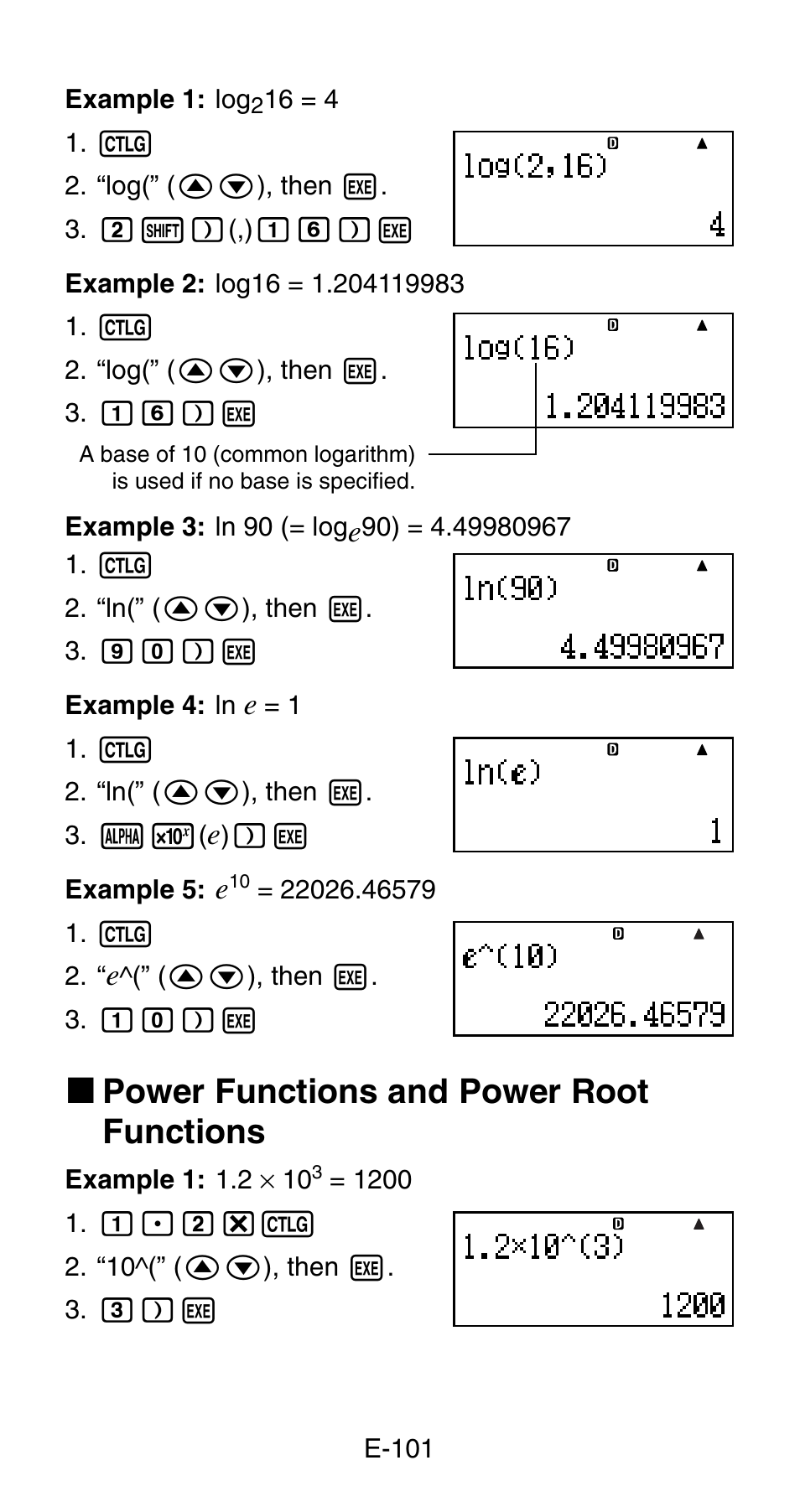 K power functions and power root functions | Casio FC-200V User Manual | Page 103 / 149
