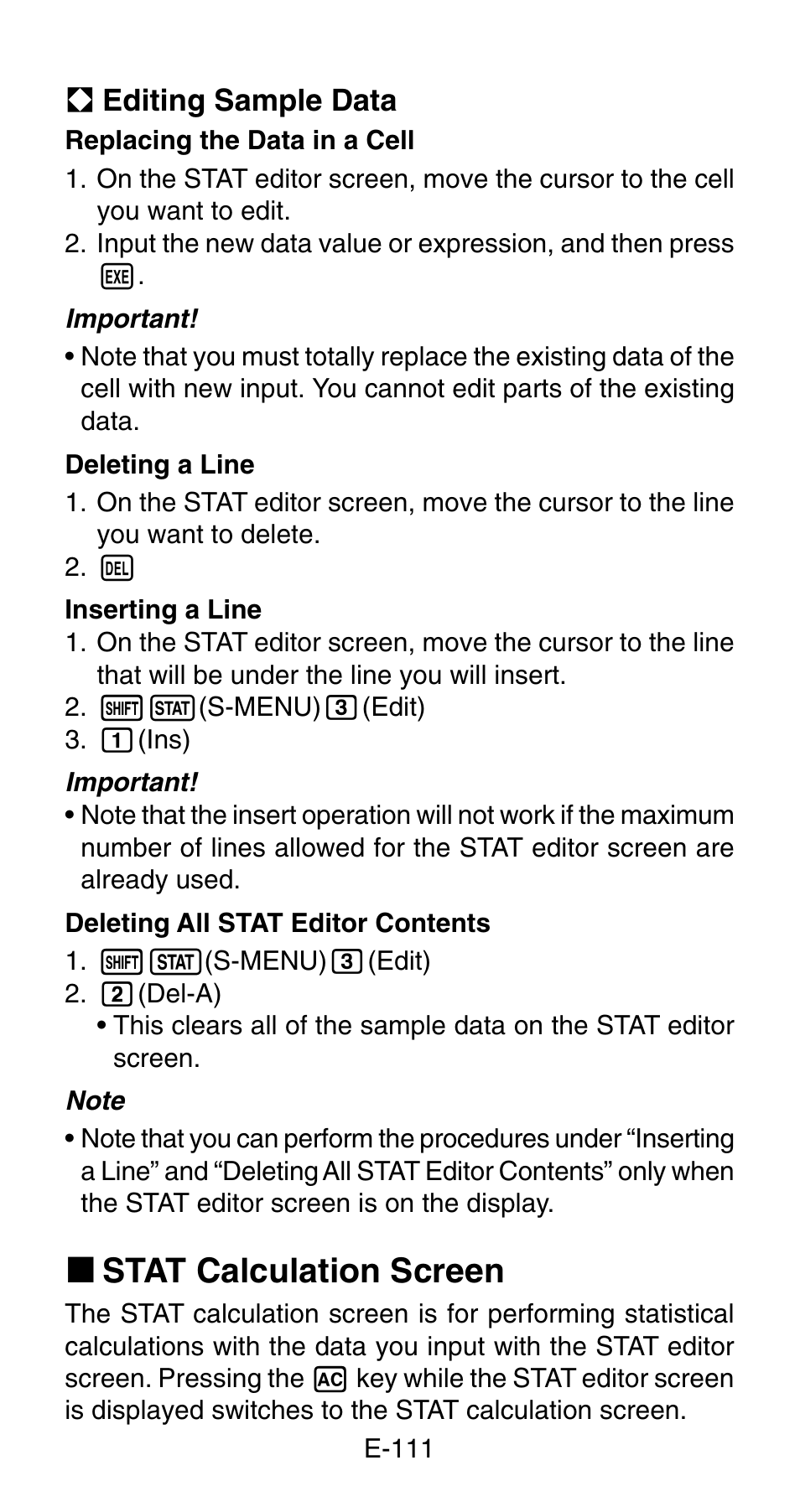 K stat calculation screen | Casio FC-200V User Manual | Page 113 / 149