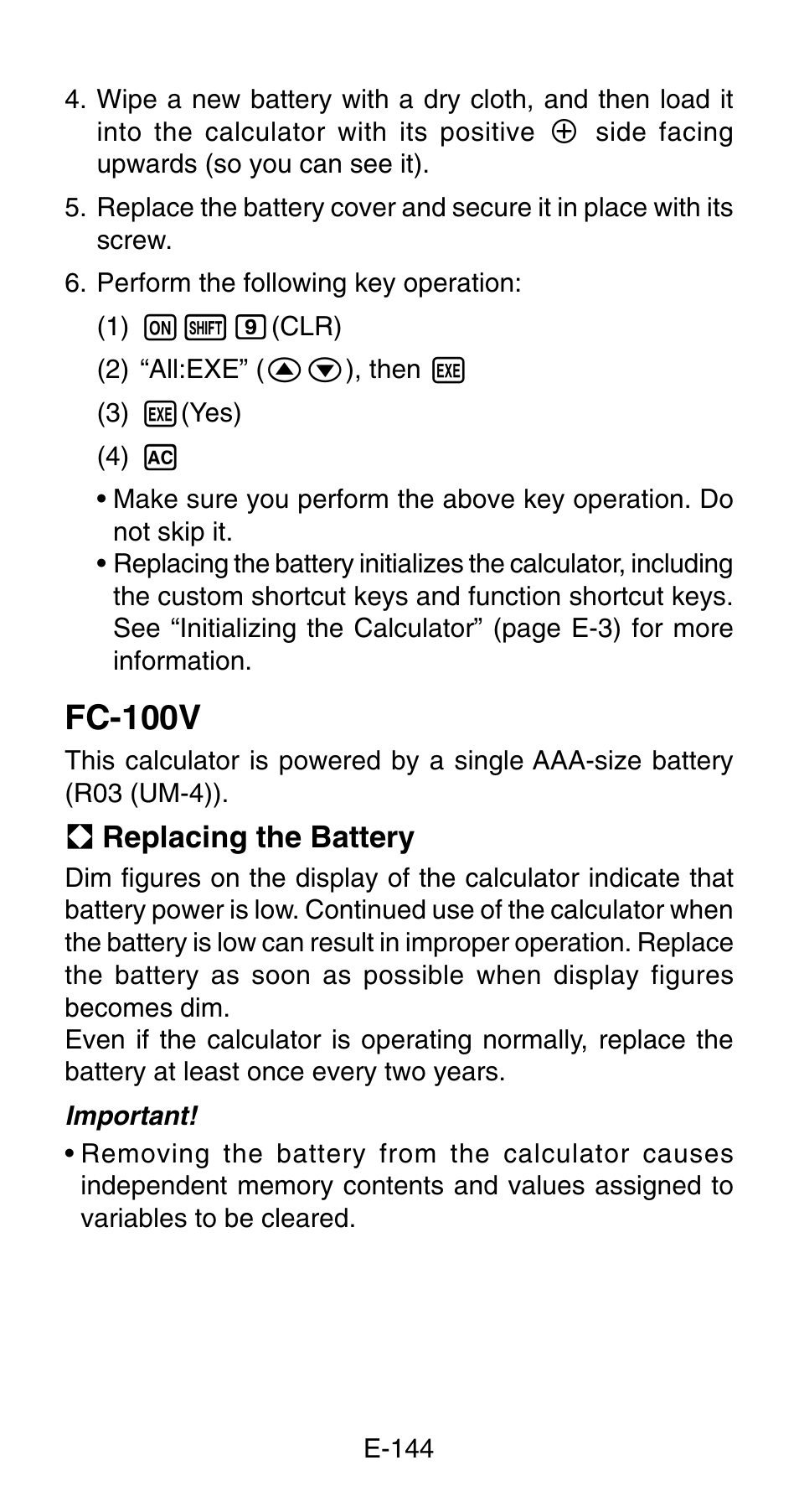 Fc-100v | Casio FC-200V User Manual | Page 146 / 149