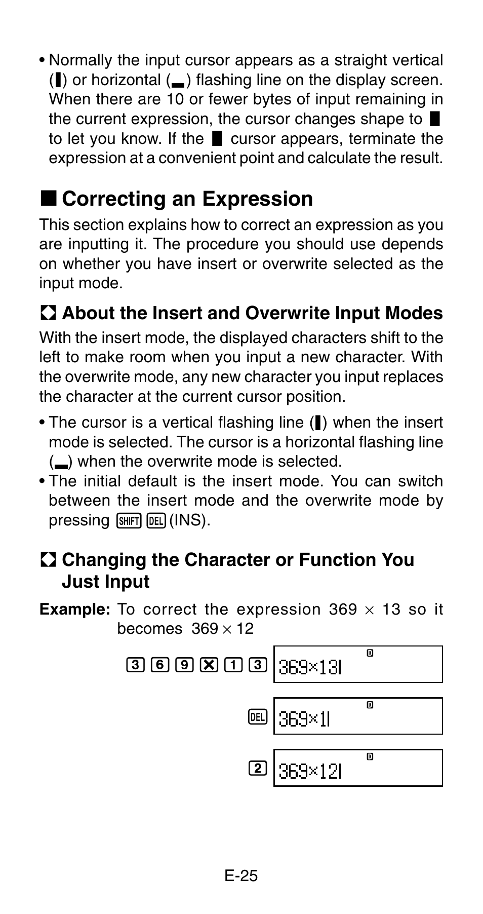 K correcting an expression | Casio FC-200V User Manual | Page 27 / 149