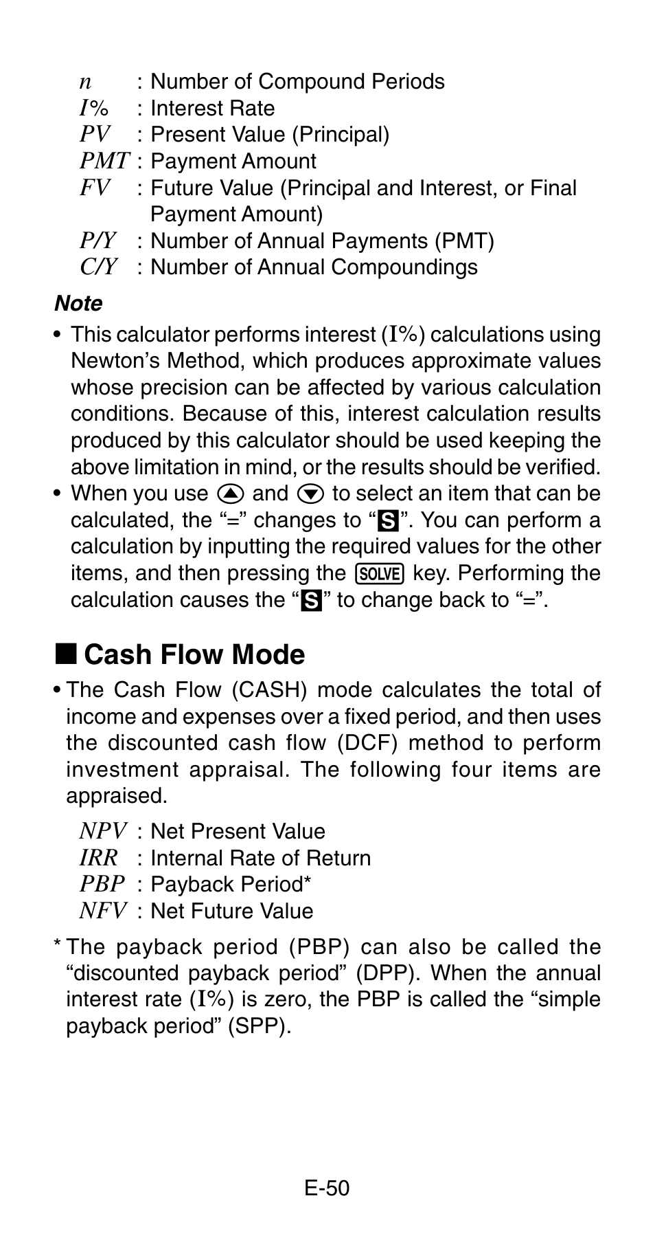 K cash flow mode | Casio FC-200V User Manual | Page 52 / 149