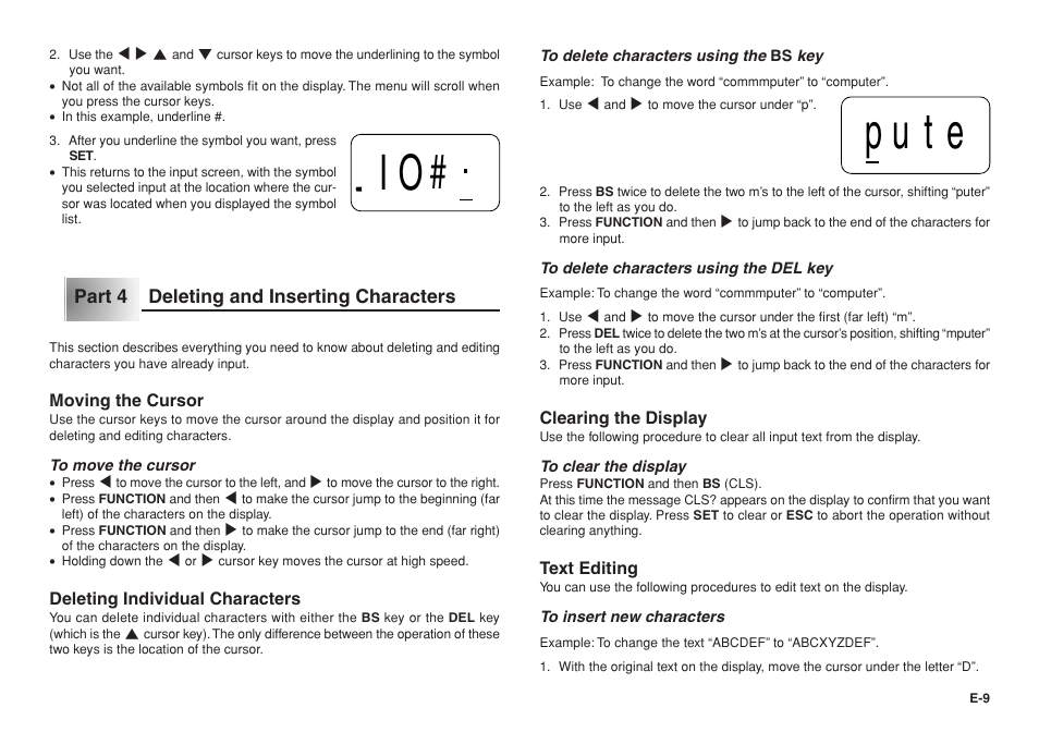 Io# pute | Casio KL-750E User Manual | Page 10 / 19