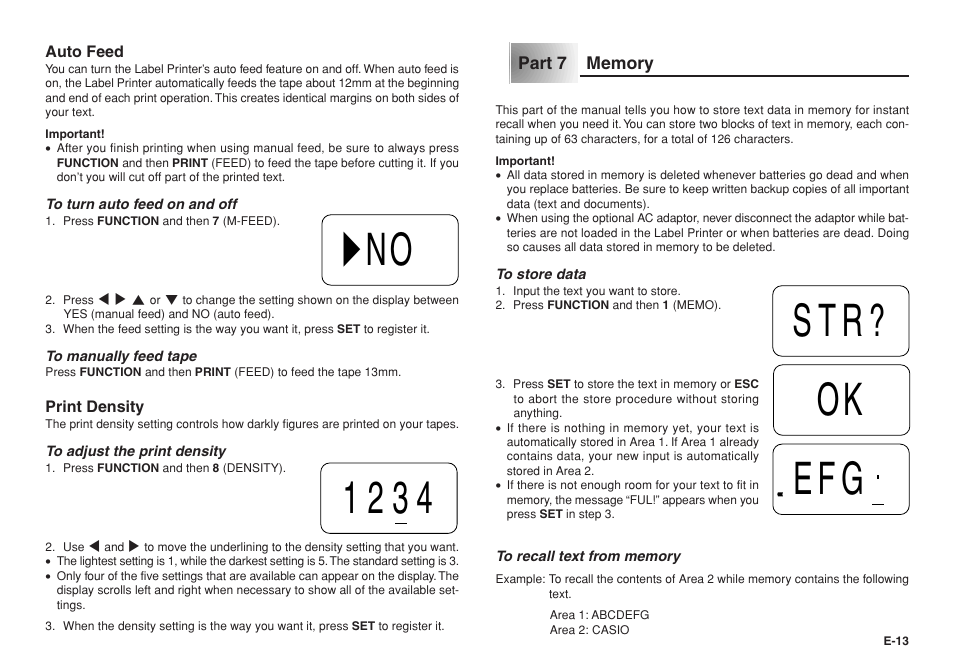 No 1234 str? ok efg | Casio KL-750E User Manual | Page 14 / 19