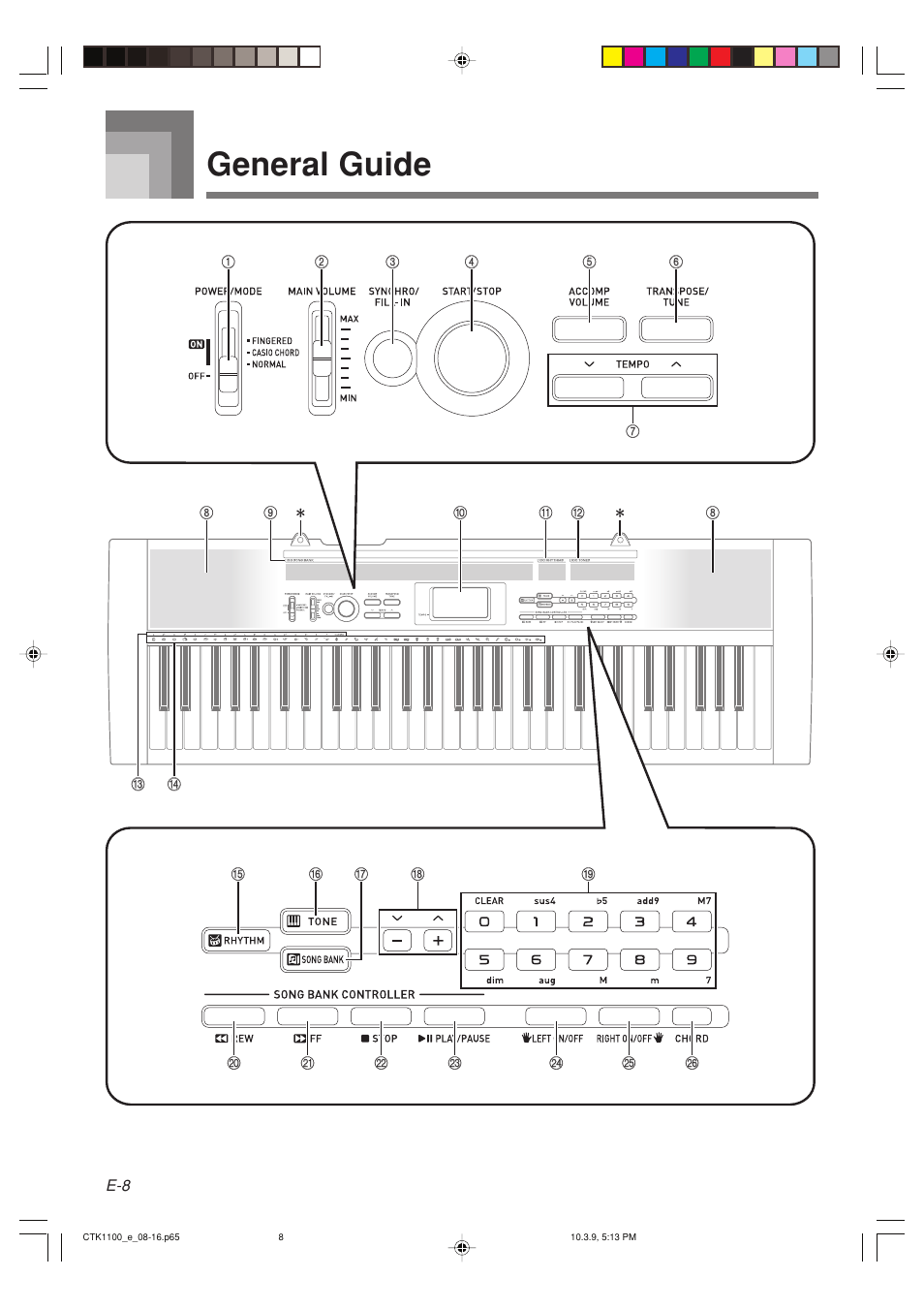 General guide | Casio CTK-1100 User Manual | Page 10 / 44